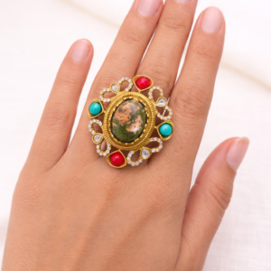 moss agate statement ring 1075