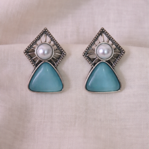 aqua pearl stud earrings 1158