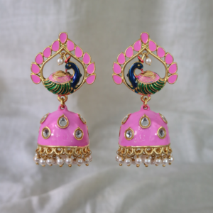 rani mayura pink jhumkas 1160