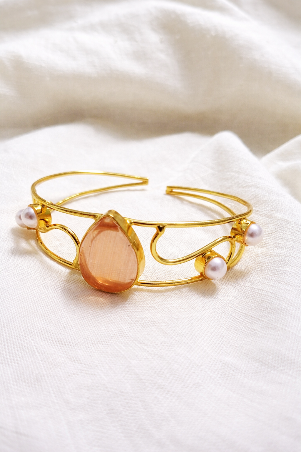peach brass teardrop cuff 1203 peach brass teardrop cuff 1203