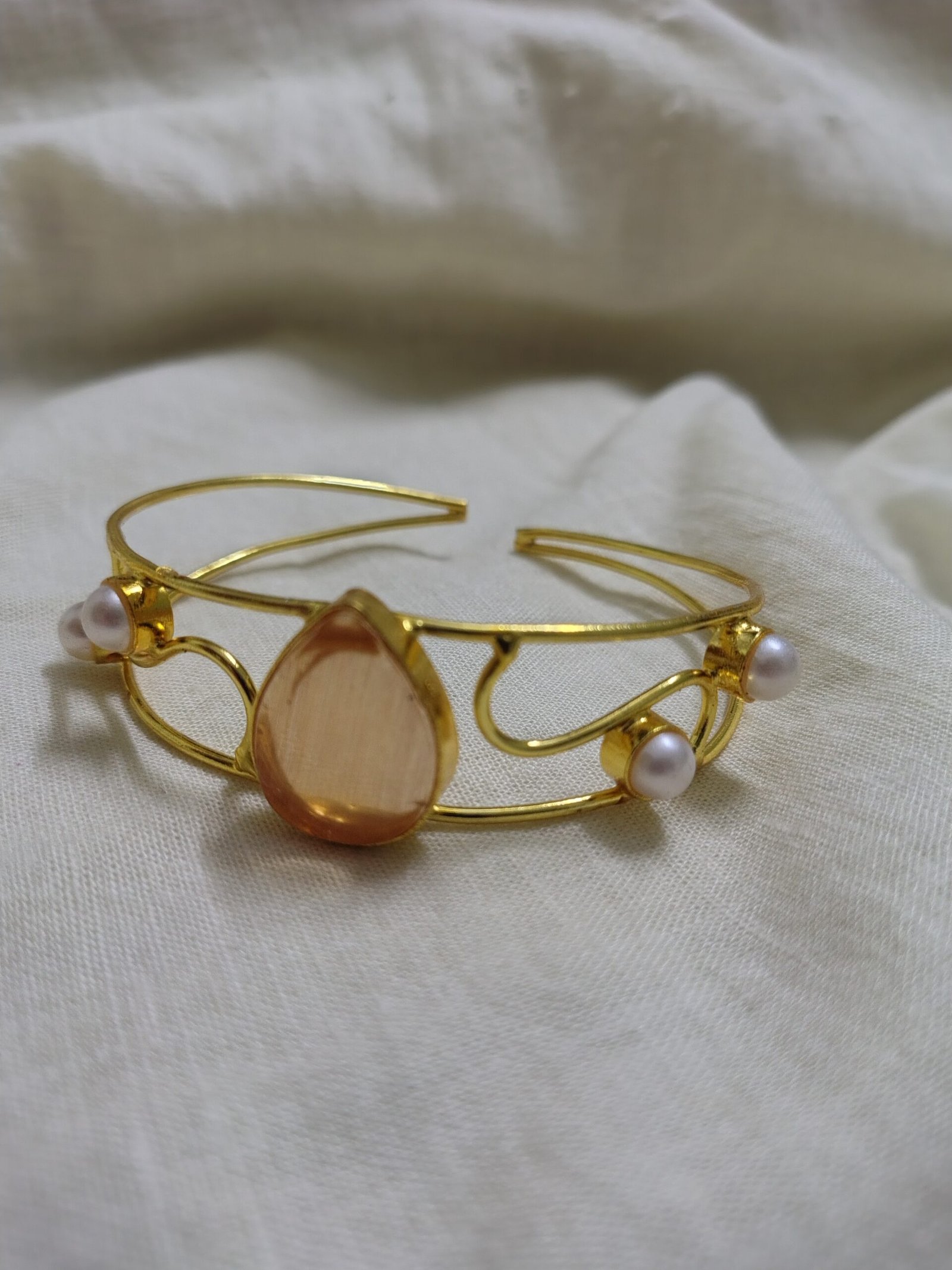 peach brass teardrop cuff 1203 peach brass teardrop cuff 1203